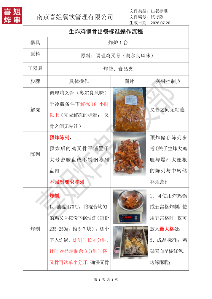 生炸鸡锁骨 SOP 预览